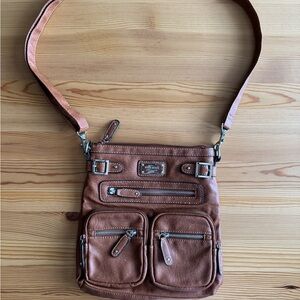 Nine West Tan Crossbody Bag with Zipper Pockets